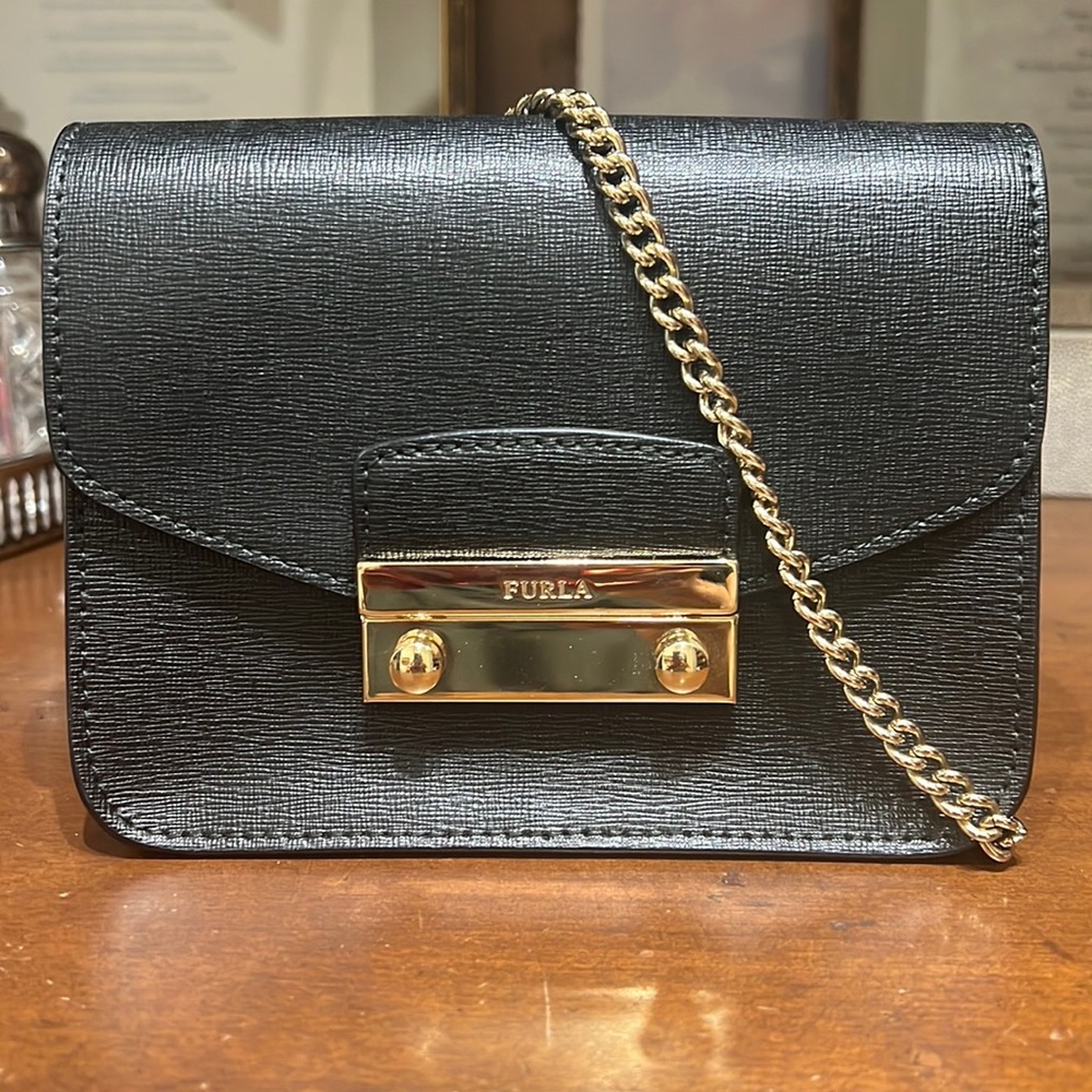 Furla Mini Leather Crossbody- Black